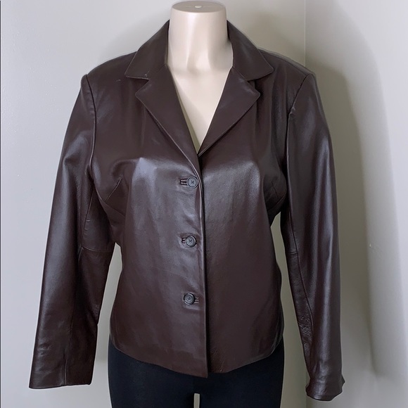 Talbots Jackets & Blazers - Talbots brown leather jacket size 14 women’s